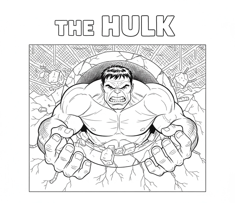 Tranh tô màu Hulk hành động