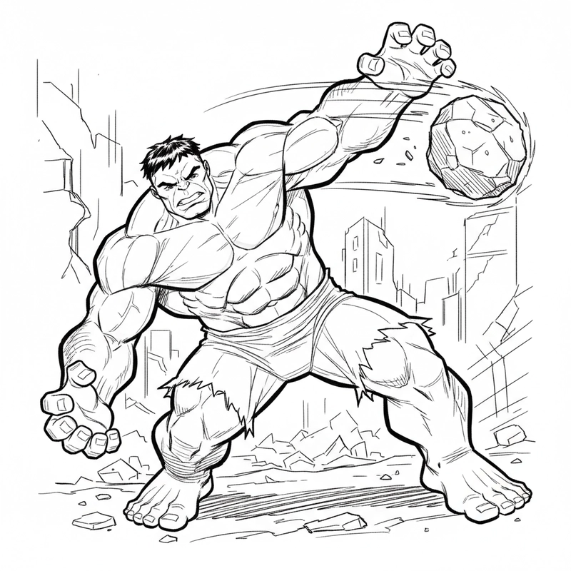 Tranh tô màu Hulk mạnh mẽ