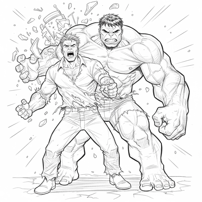 Tranh tô màu Hulk tải miễn phí