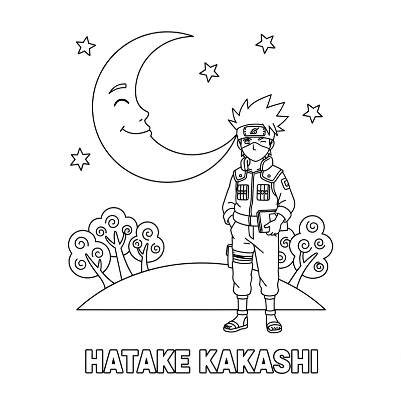 Tranh tô màu Kakashi đơn giản