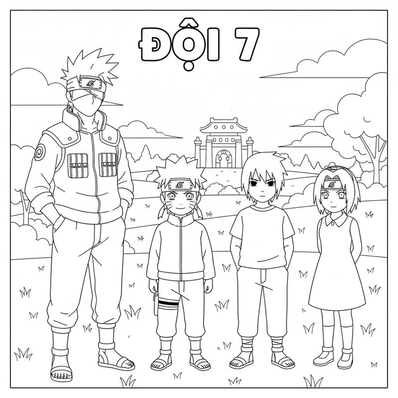 Tranh tô màu Kakashi luyện tập