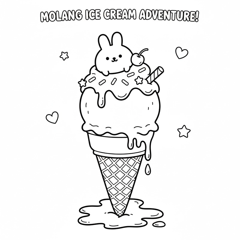 Tranh tô màu Molang dễ thương cho bé sáng tạo