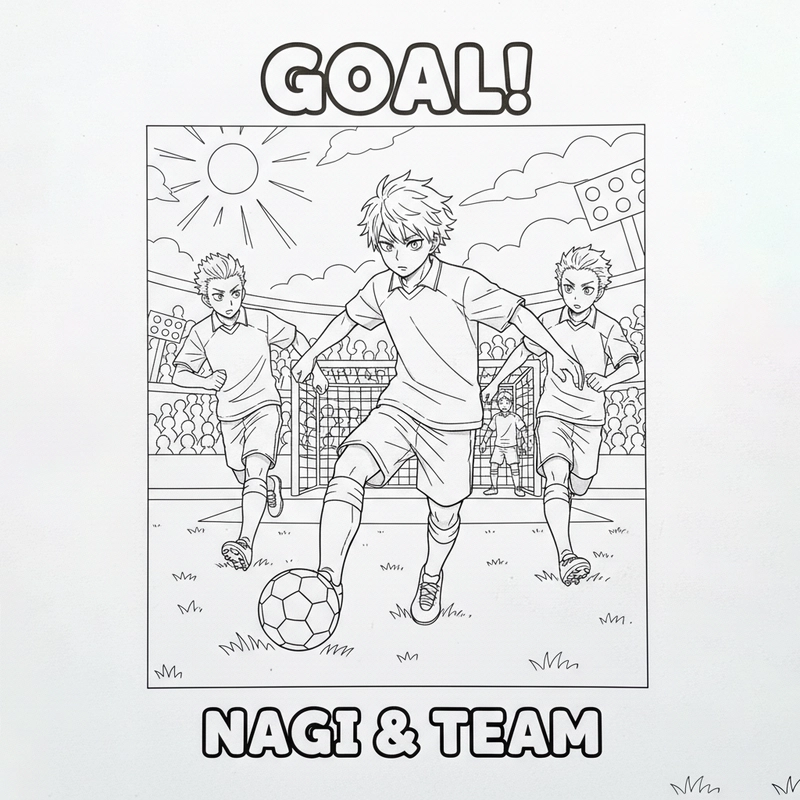 Tranh tô màu Nagi Blue Lock đáng yêu