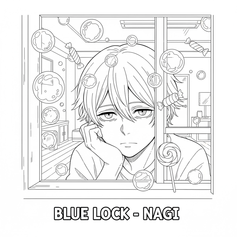 Tranh tô màu Nagi Blue Lock sáng tạo