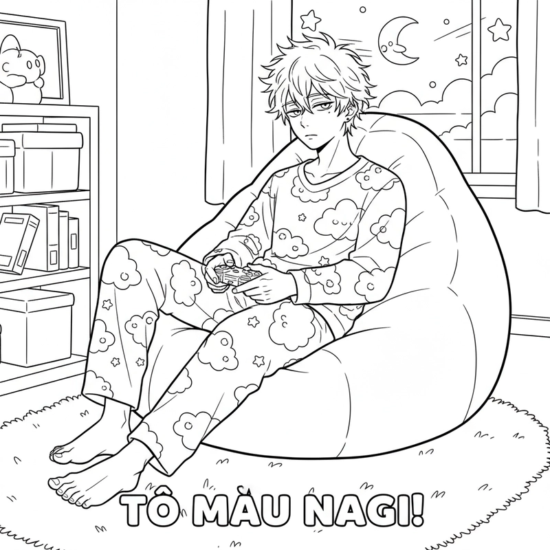 Tranh tô màu Nagi phong cách cool ngầu