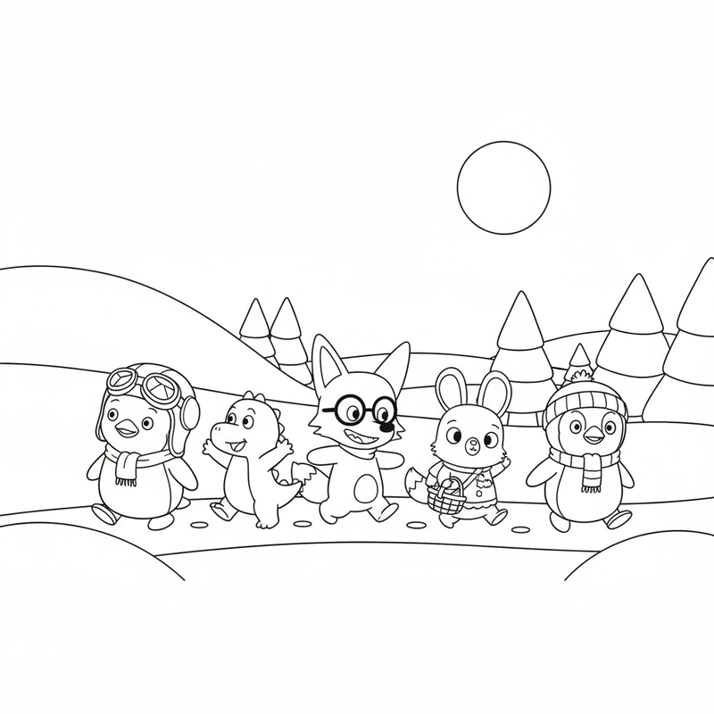 Tranh tô màu Pororo đẹp