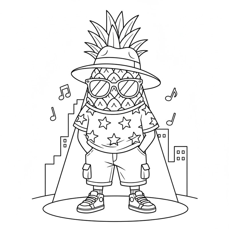 Tranh tô màu Quả Dứa cho bé