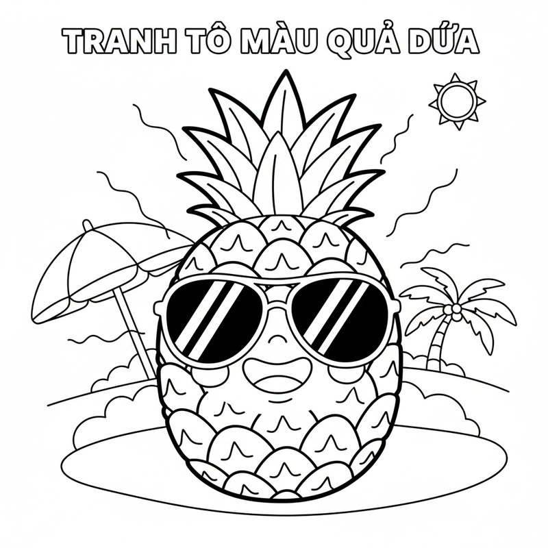 Tranh tô màu Quả Dứa cute