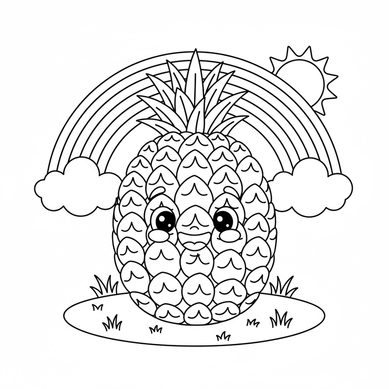 Tranh tô màu Quả Dứa đáng yêu