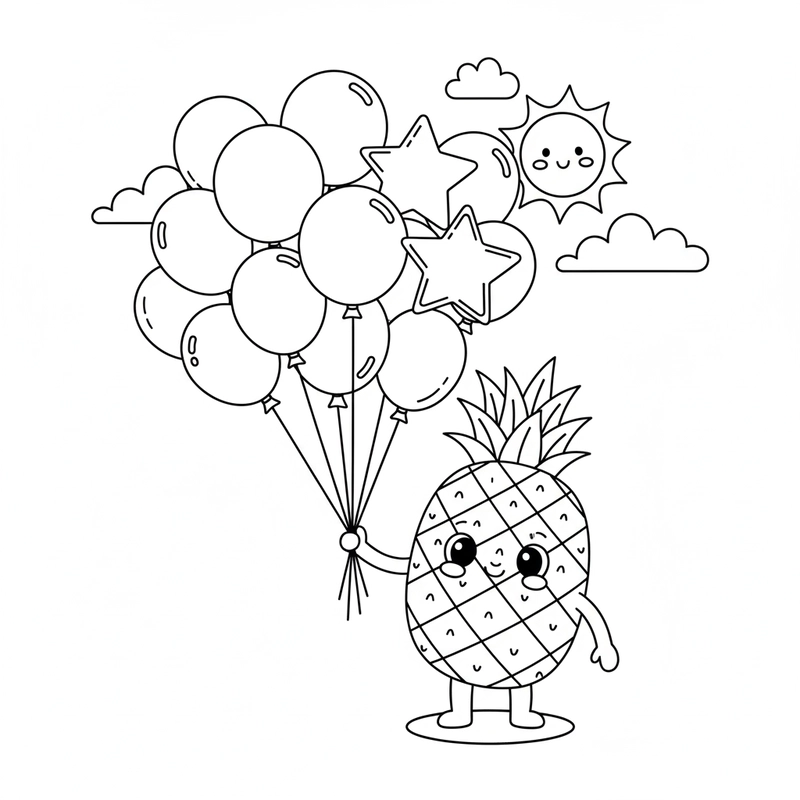 Tranh tô màu Quả Dứa dễ tải