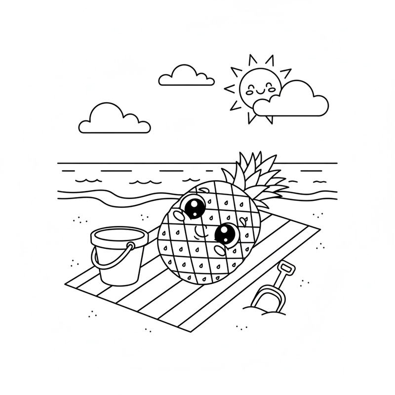 Tranh tô màu Quả Dứa đẹp nhất