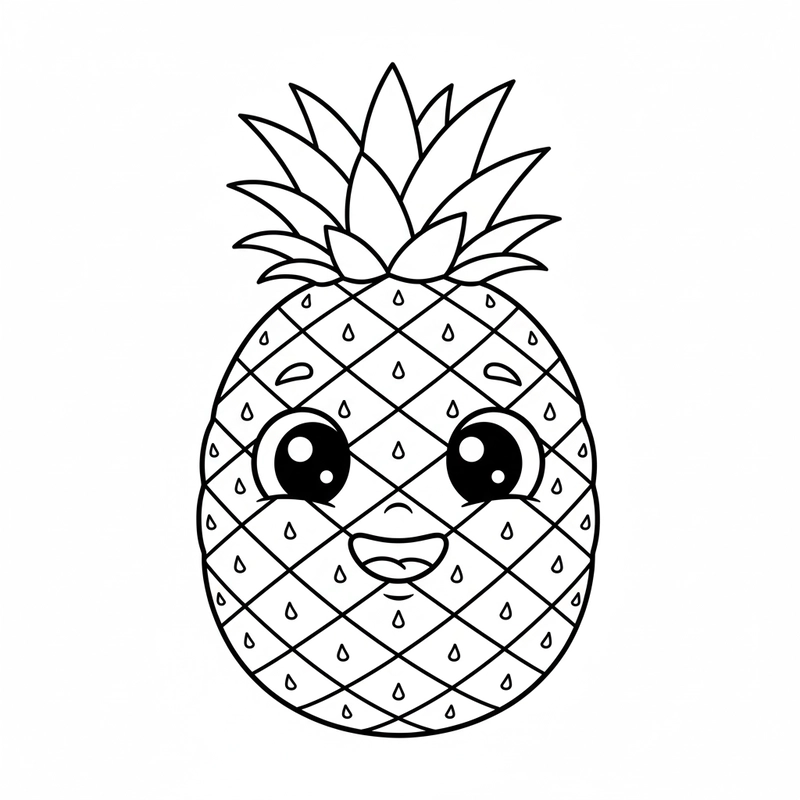 Tranh tô màu Quả Dứa đơn giản