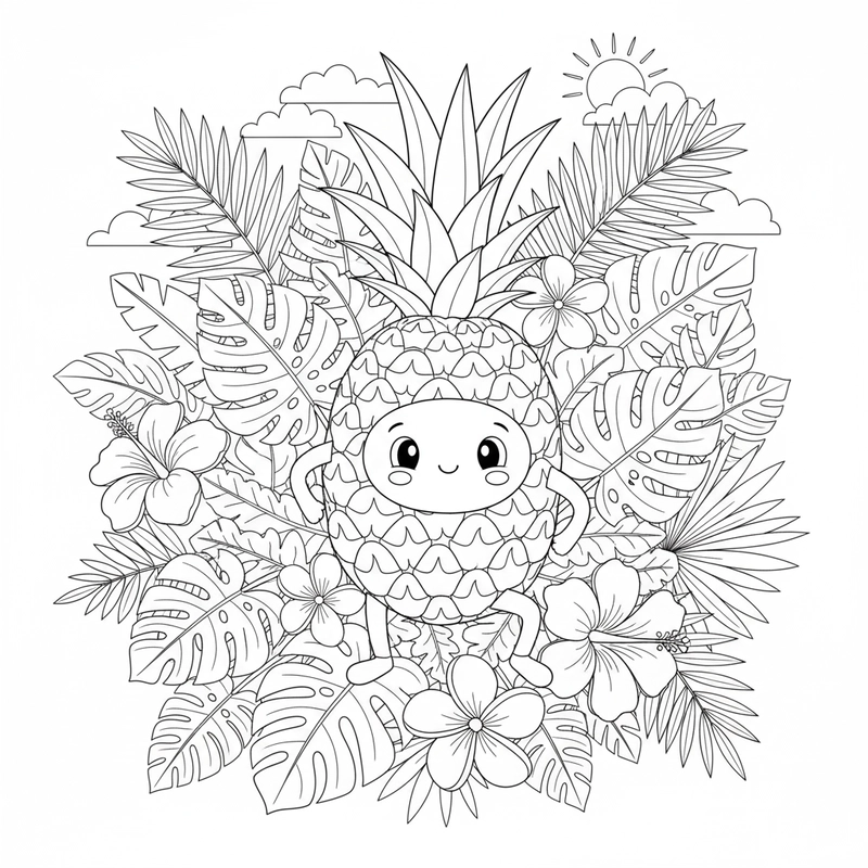 Tranh tô màu Quả Dứa sáng tạo