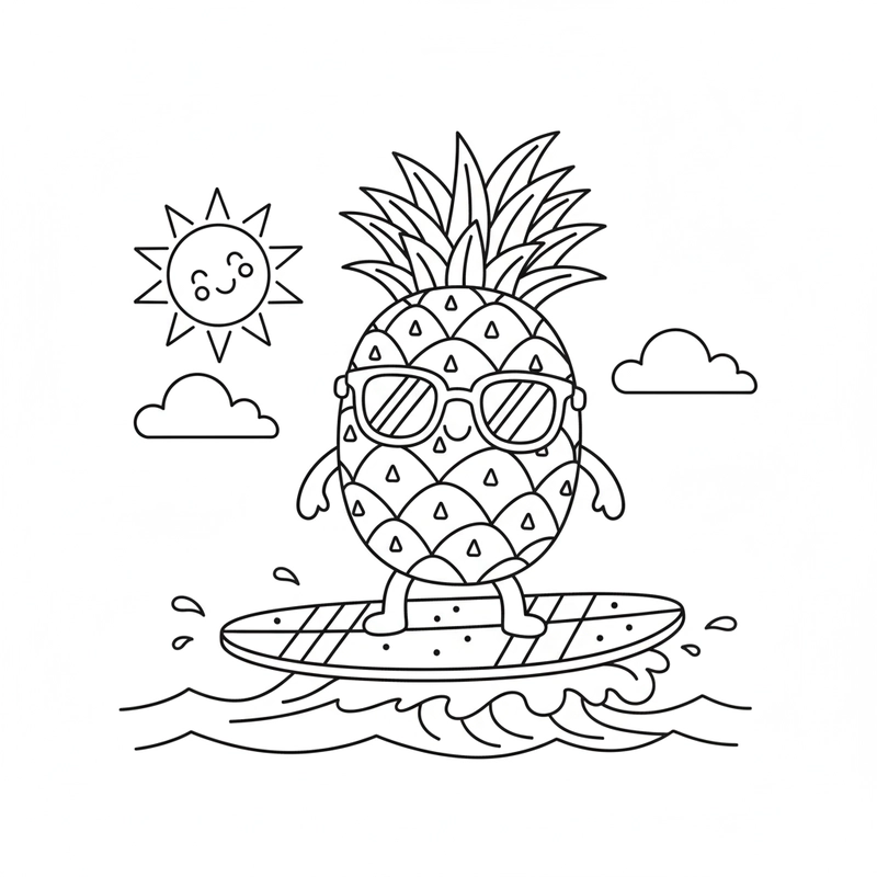Tranh tô màu Quả Dứa tươi sáng