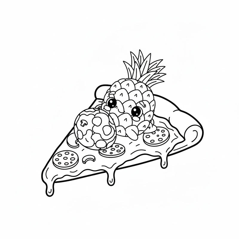 Tranh tô màu Quả Dứa vui tươi