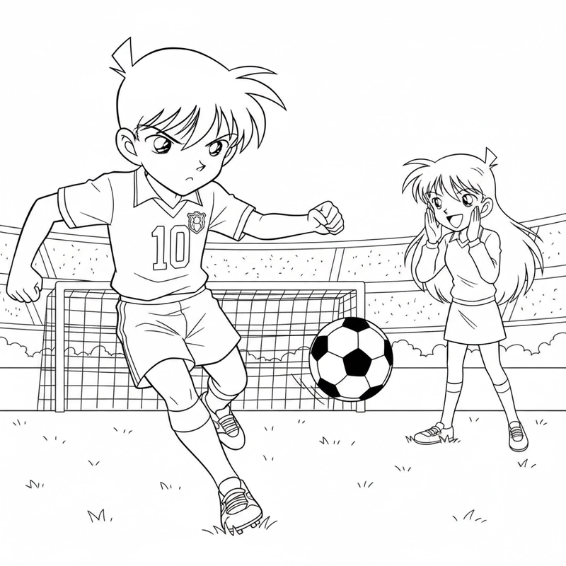 Tranh tô màu Shinichi và Ran rõ nét