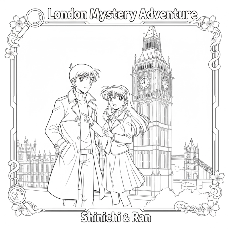 Tranh tô màu Shinichi và Ran vui nhộn