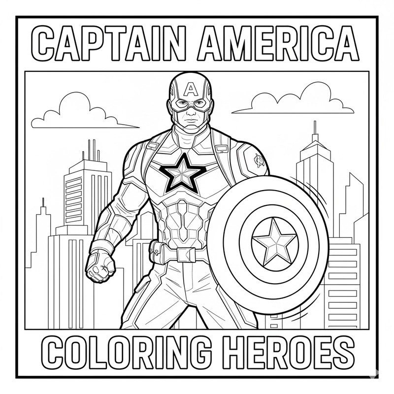 Tranh tô màu Siêu nhân Đội Trưởng Mỹ đẹp