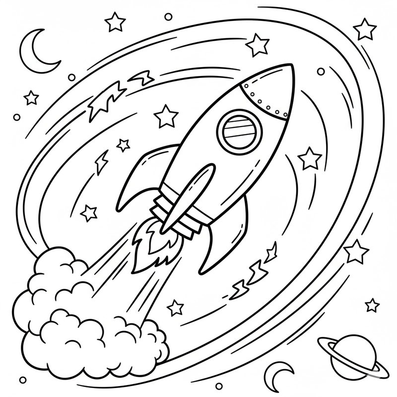 Tranh tô màu Tên Lửa cho bé thông minh