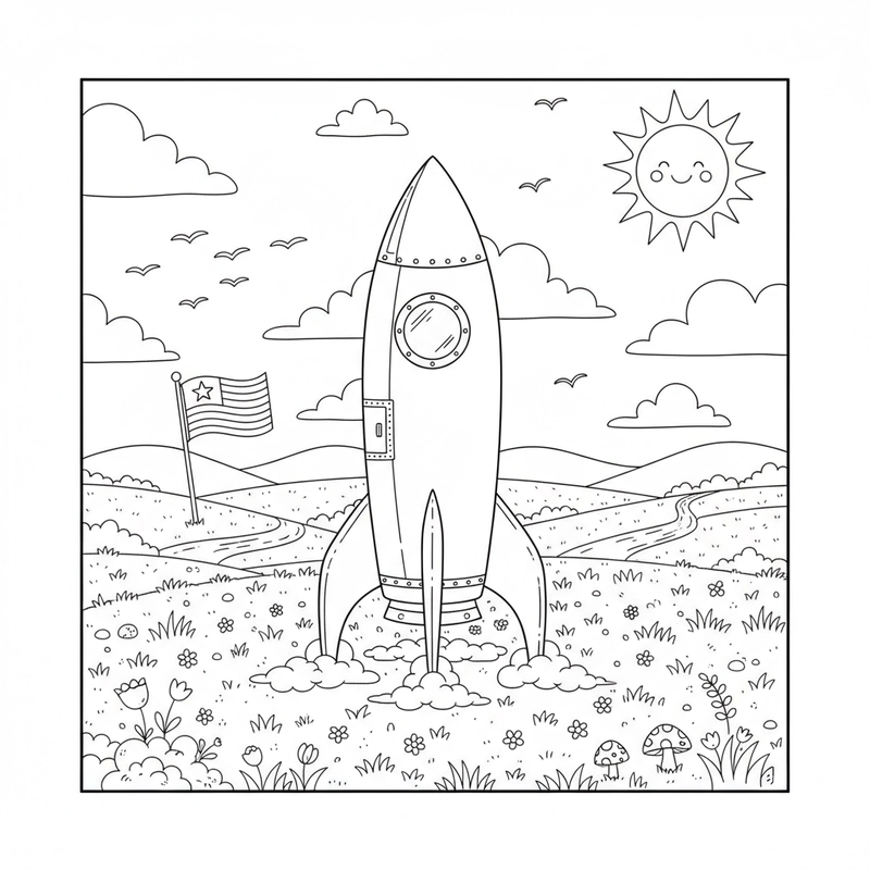 Tranh tô màu Tên Lửa đáng yêu, dễ tô