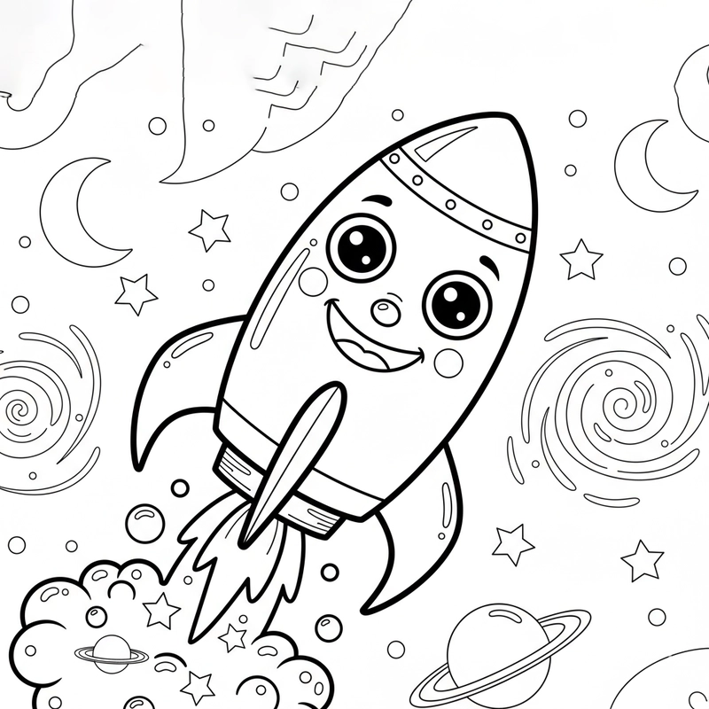Tranh tô màu Tên Lửa đẹp cho bé