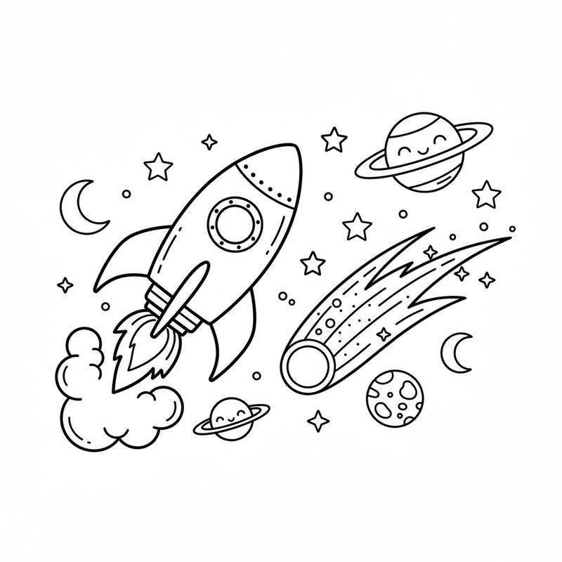 Tranh tô màu Tên Lửa đẹp và dễ in