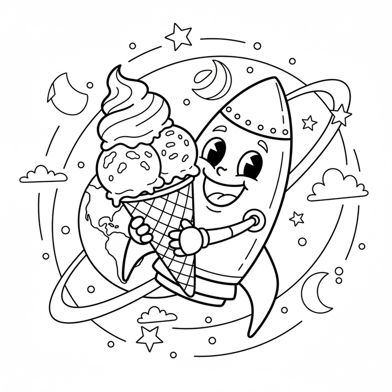 Tranh tô màu Tên Lửa giúp bé sáng tạo