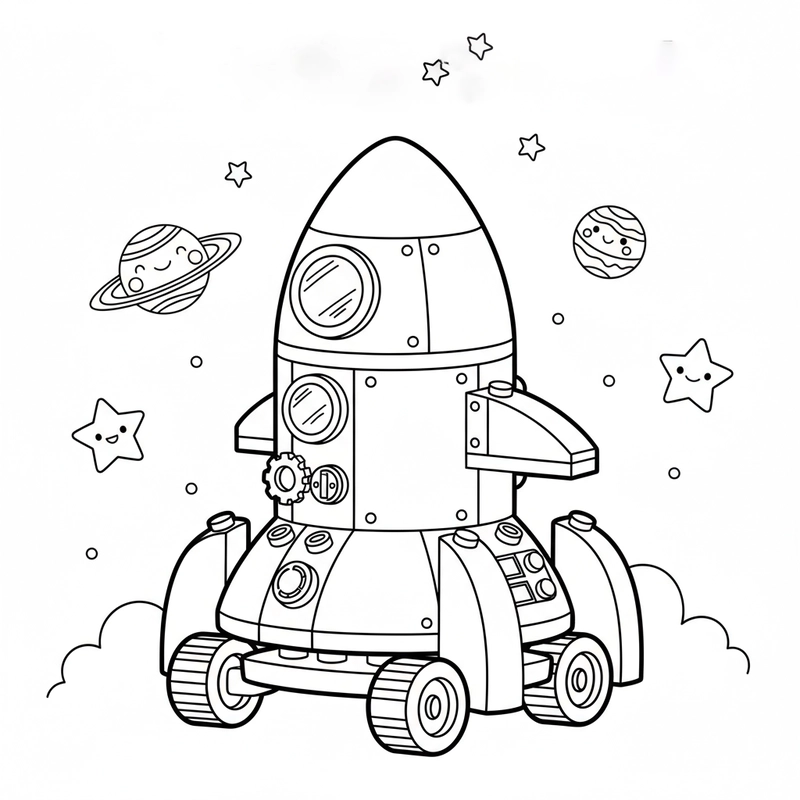Tranh tô màu Tên Lửa ngầu cho bé trai