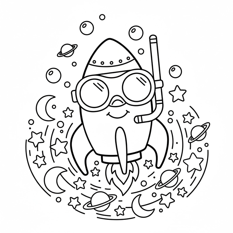 Tranh tô màu Tên Lửa sáng tạo cho bé