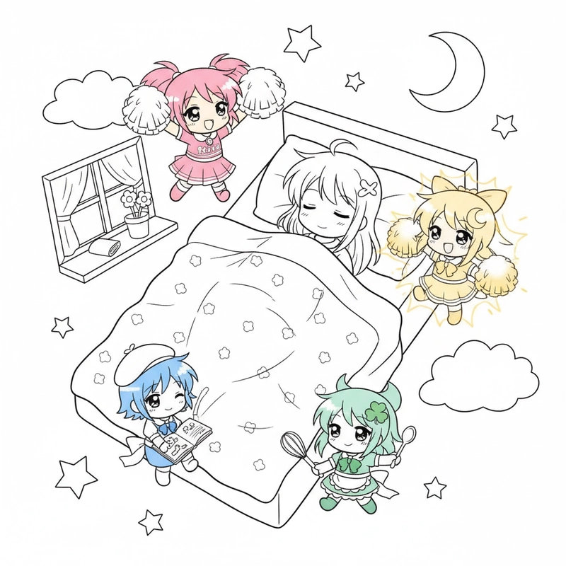 Tranh tô màu Thiên Thần Hộ Vệ Amu Hinamori cute