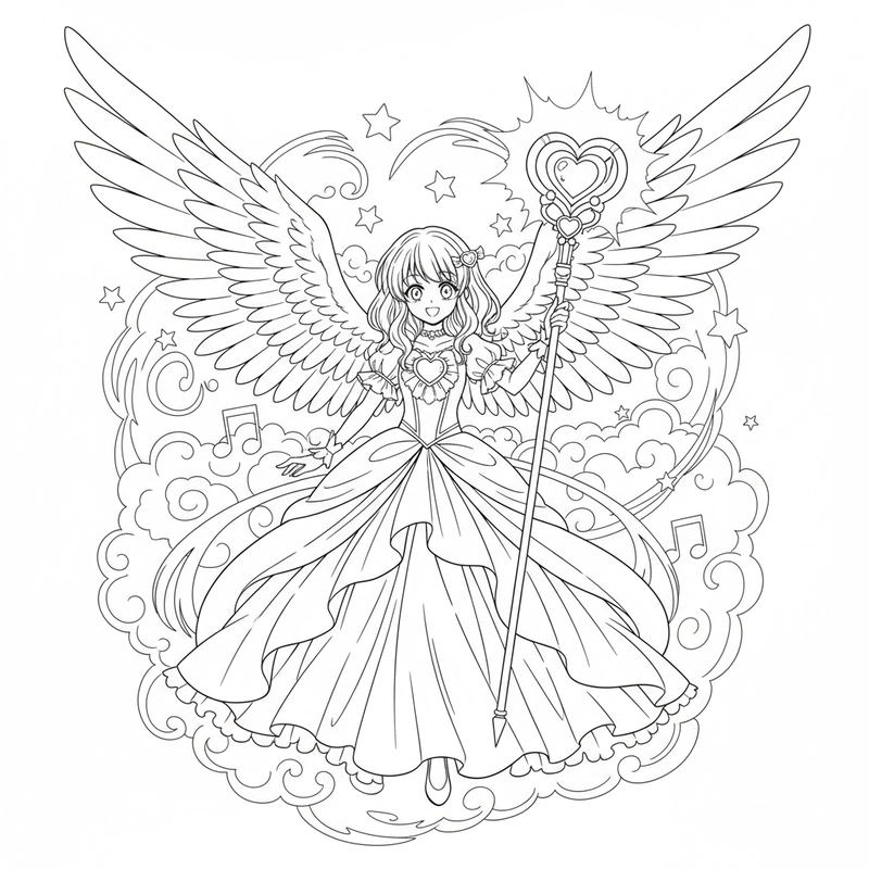 Tranh tô màu Thiên Thần Hộ Vệ Amu ngộ nghĩnh