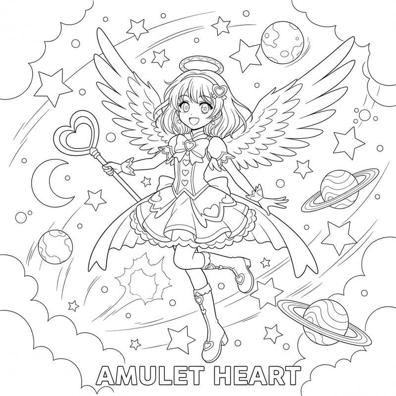 Tranh tô màu Thiên Thần Hộ Vệ Dia đáng yêu