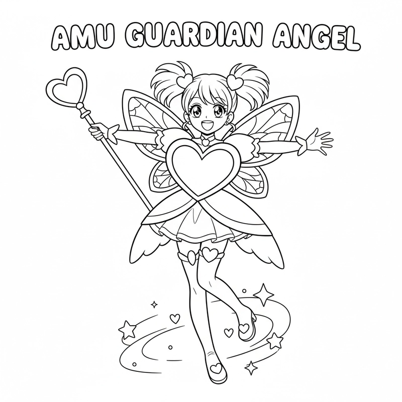 Tranh tô màu Thiên Thần Hộ Vệ Ran ngộ nghĩnh