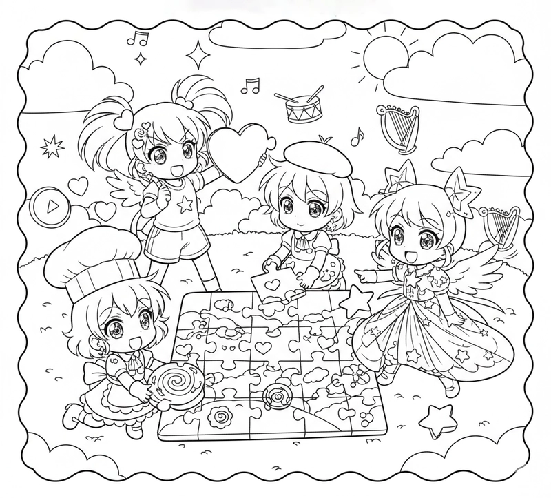 Tranh tô màu Thiên Thần Hộ Vệ đáng yêu