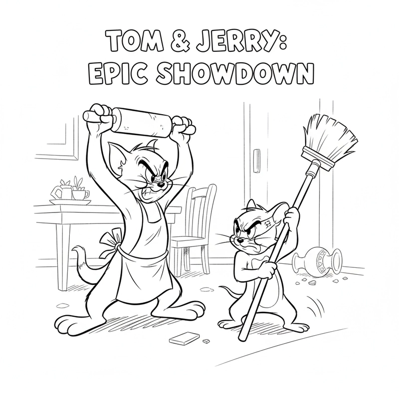 Tranh tô màu Tom và Jerry cho bé