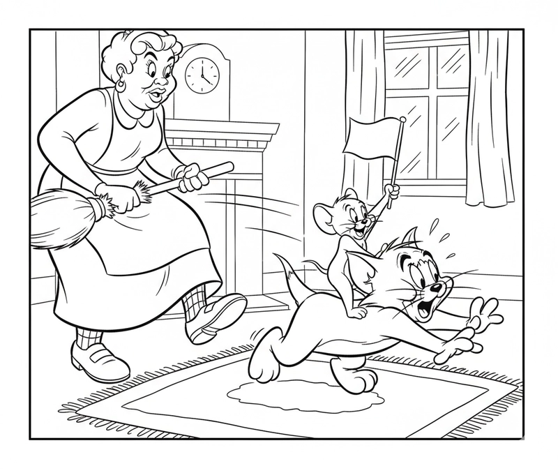 Tranh tô màu Tom và Jerry hài hước