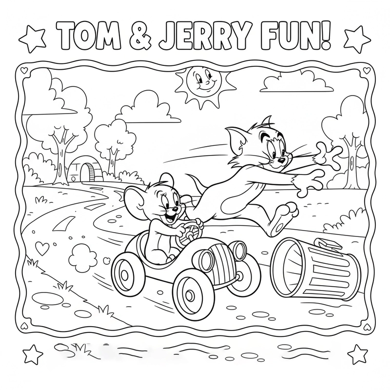 Tranh tô màu Tom và Jerry vui nhộn cho bé