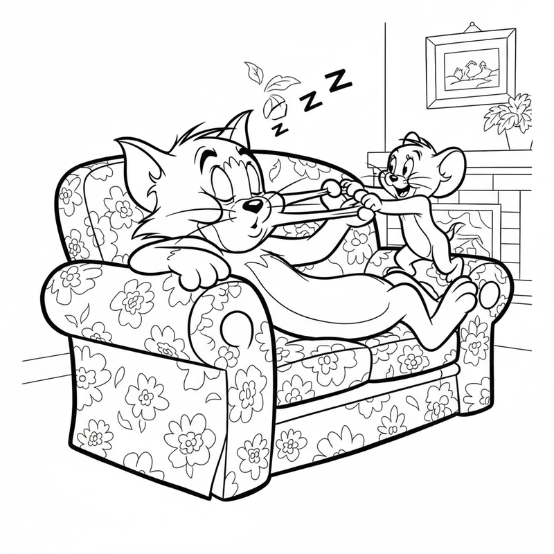 Tranh tô màu Tom và Jerry vui tươi