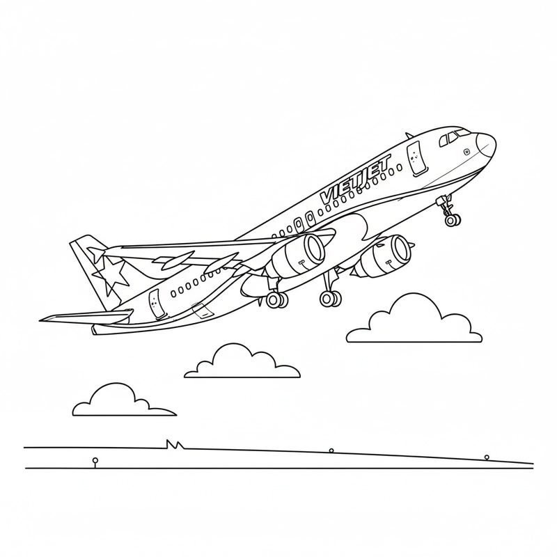 Tranh tô màu Vietjet cho bé
