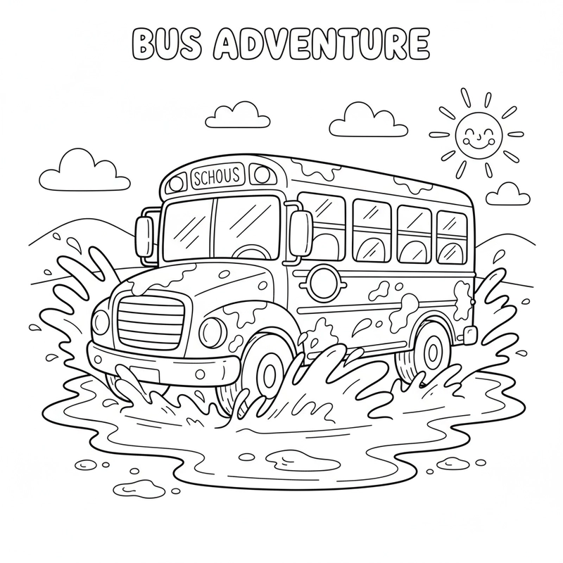 Tranh tô màu Xe Ô Tô Khách đơn giản mà đẹp