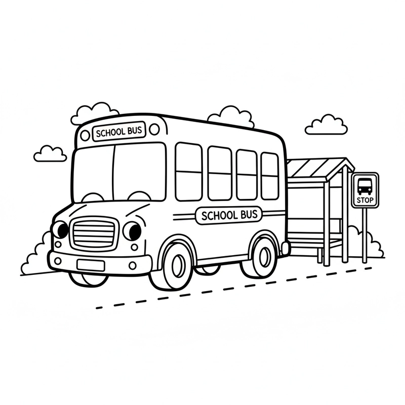 Tranh tô màu Xe Ô Tô Khách ngộ nghĩnh