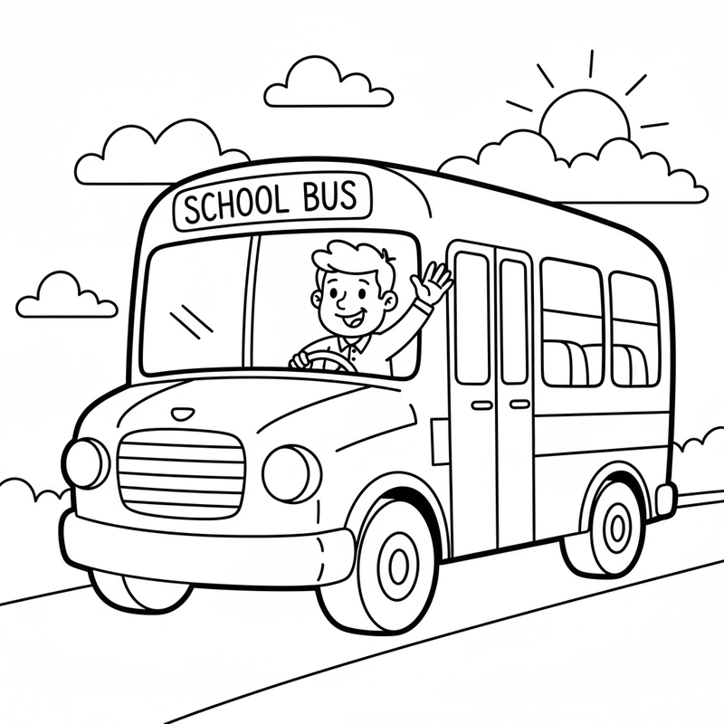 Tranh tô màu Xe Ô Tô Khách sinh động