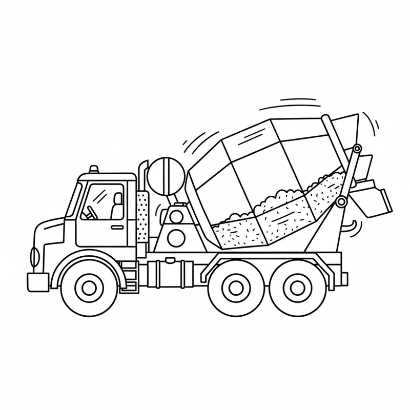 Tranh tô màu Xe Trộn Bê Tông cho bé trai