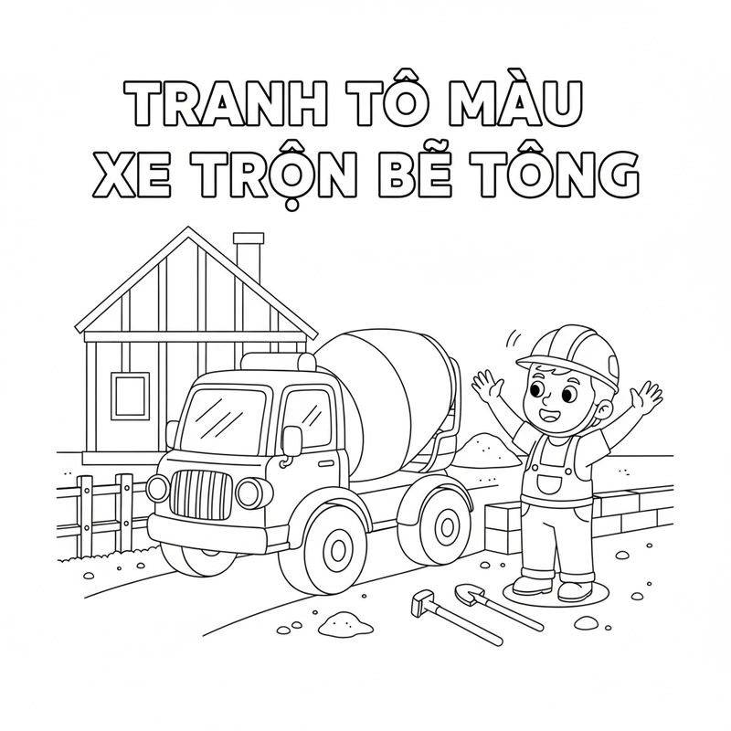 Tranh tô màu Xe Trộn Bê Tông độc đáo