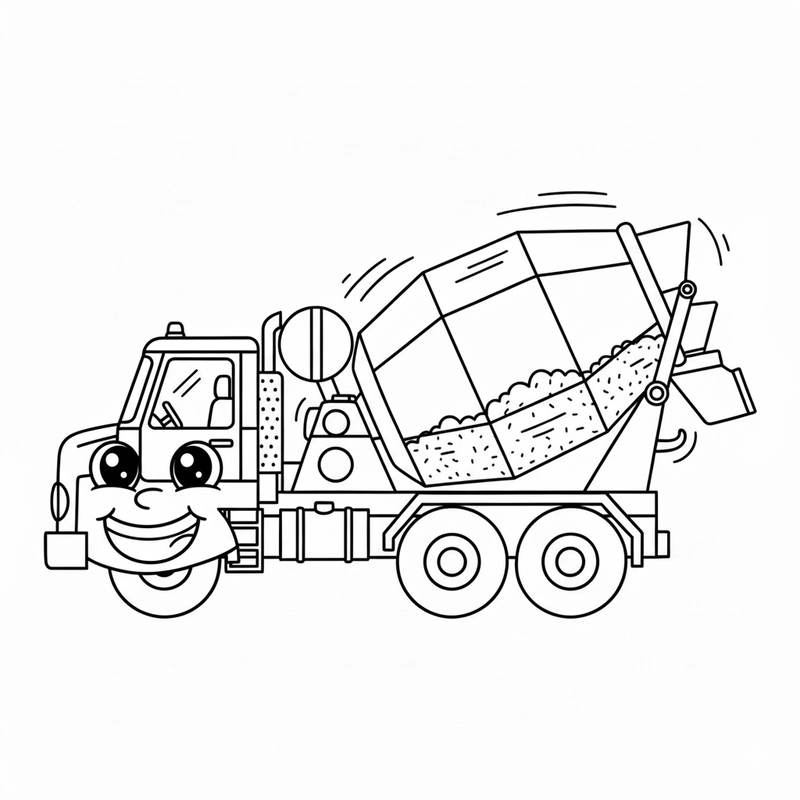 Tranh tô màu Xe Trộn Bê Tông thú vị