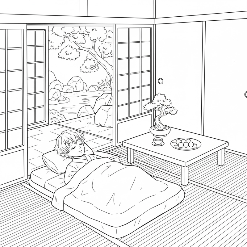 Tranh tô màu Zenitsu đơn giản