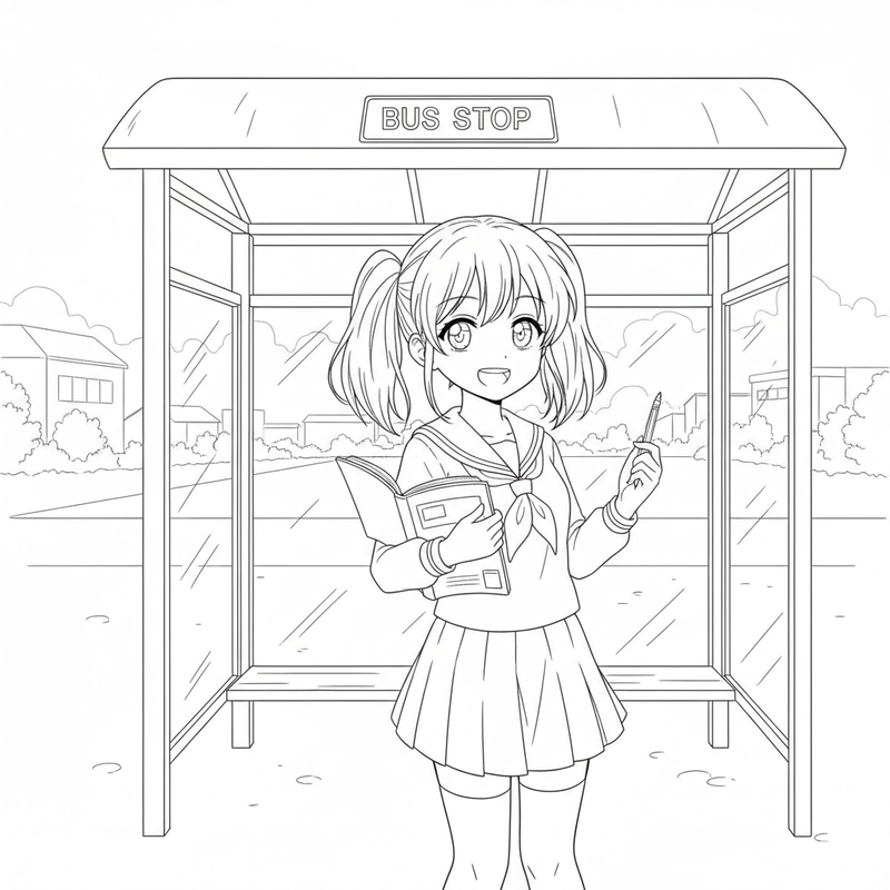 Tranh tô màu anime học sinh