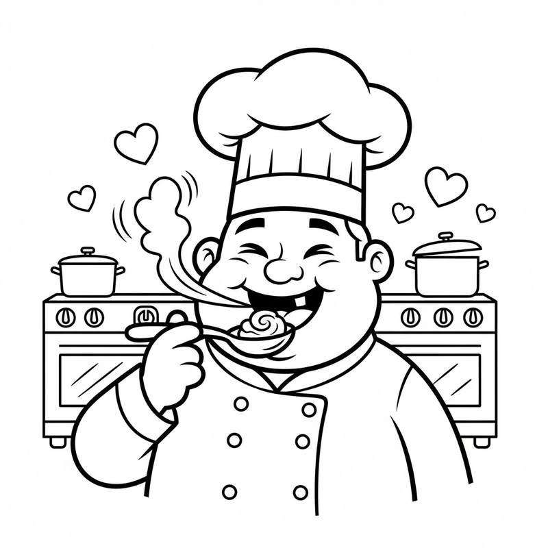 Tranh tô màu bác đầu bếp thân thiện