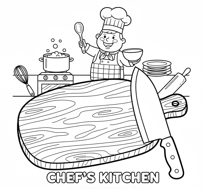 Tranh tô màu bé làm đầu bếp nhỏ