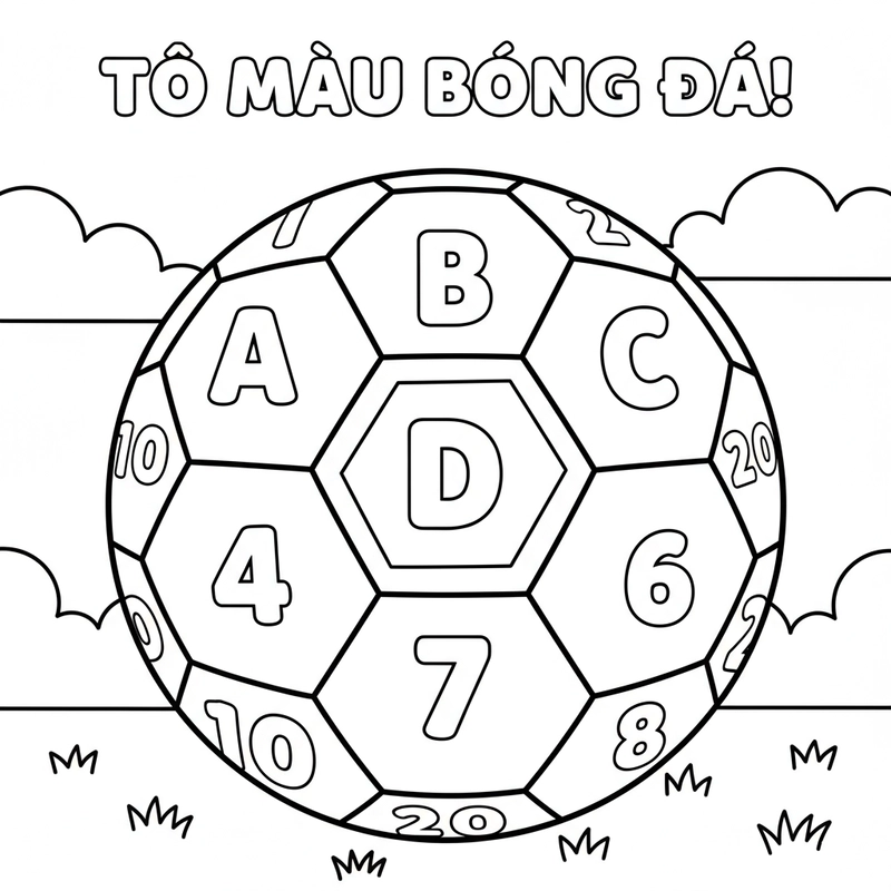 Tranh tô màu bóng đá dễ in, nét rõ đẹp